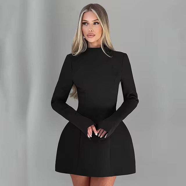 Nina | Refined A-Line Short Dress with Backless Design