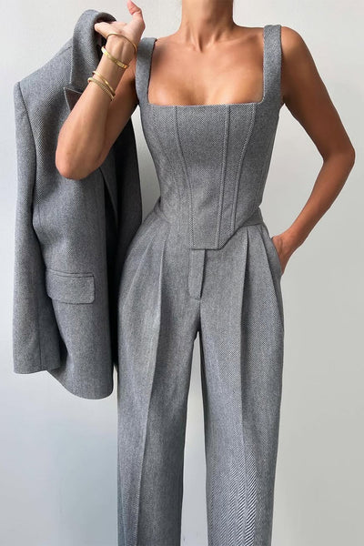 Luna - Elegant driedelig set met een double-breasted blazer